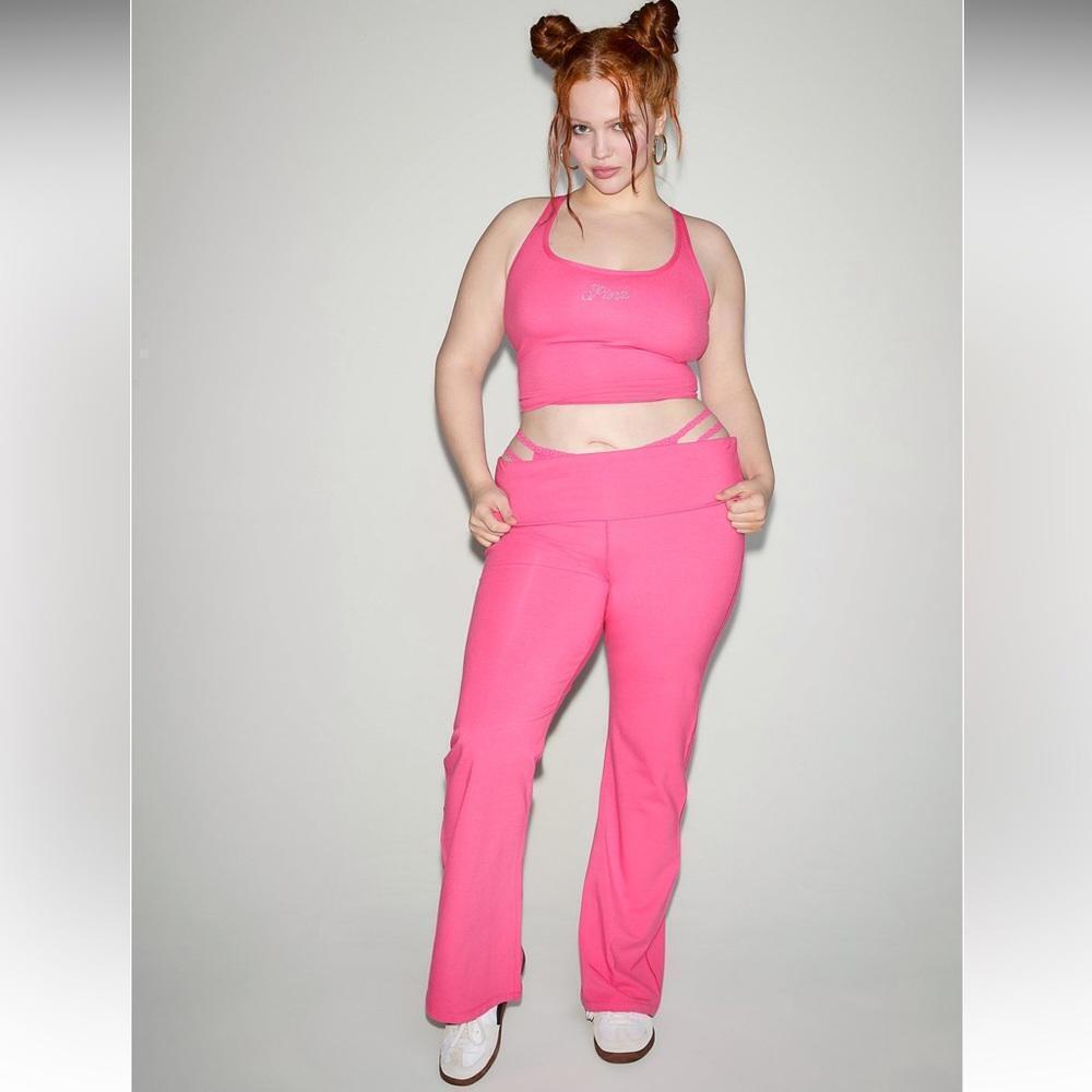 Y2K Victoria’s Secret All Day Cotton Bling Foldover Flare Leggings and Tank Top
